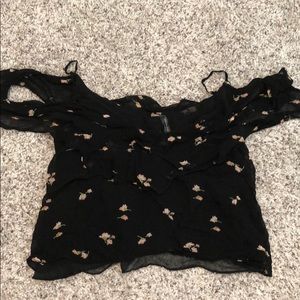 Zara off the shoulder flow floral ruffled top
